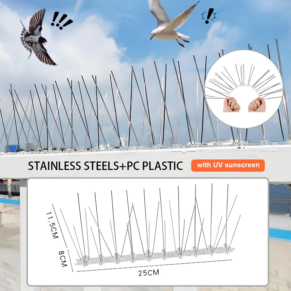 

304 Stainless Steel Bird Repellent Needles 25mm Needles Garden Bird Repellent Bird Spikes PC Base Bird Deterrent Bird Deterrent
