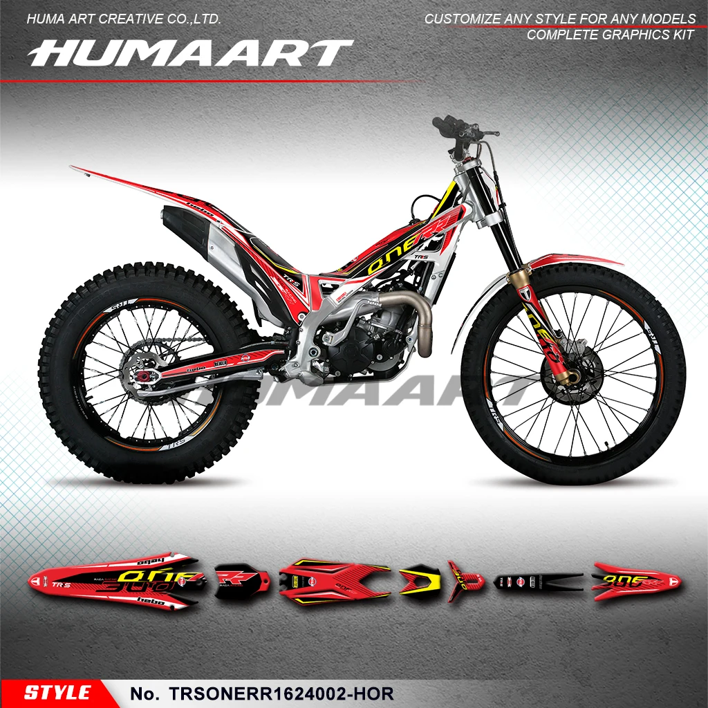 

Humaart Personalised Sticker Vinyl Wraps MX Graphics for TRS TRRS ONE R RR GOLD Trials Bike 2016-2024, Red