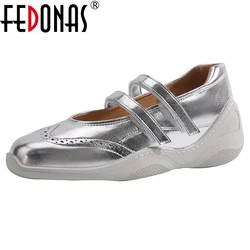 FEDONAS Fashion Women Leather Mary Jane Sneakers Platforms Comfort Casual Shoes Woman Round Toe Buckles Sport Shoes Girls Flats