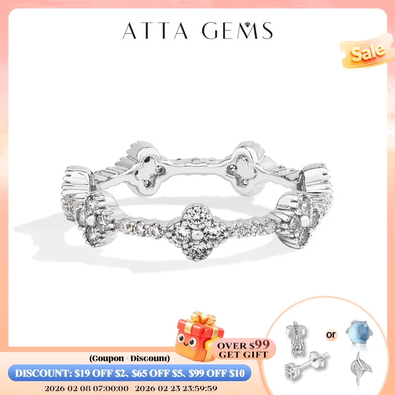 ATTAGEMS éternité DVVS1 Moissanite bague pour femmes 100% réel 925 en argent Sterling plaqué or fête de mariage charme bijoux fins nouveau