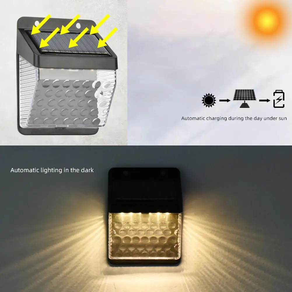 Waterproof Solar LED Wall Lamp - Outdoor Light Sensor - Balcony, Patio, and Garden Decoration