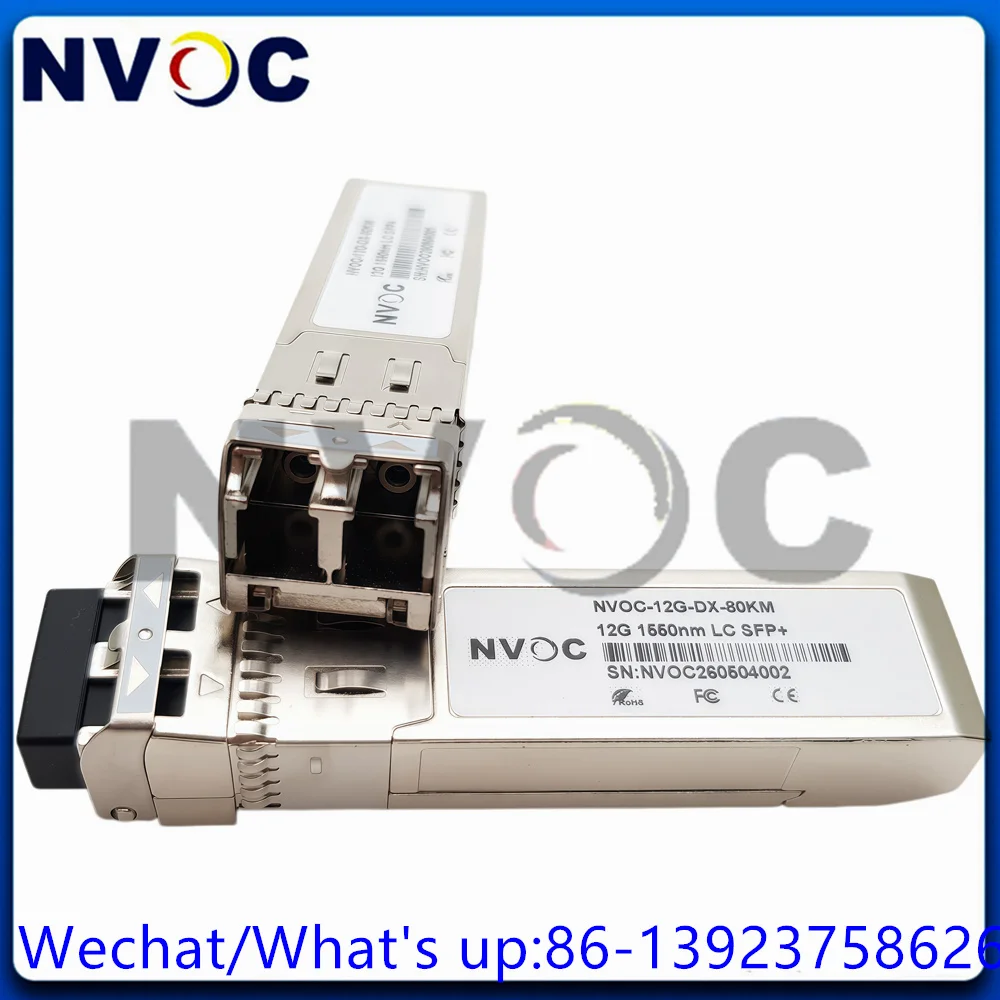 2 Peças SFP+ 12G 80KM 1550nm Padrão, EML+APD, Módulo Transceptor de Fibra Óptica Duplex LC Duplo para Conversor Óptico