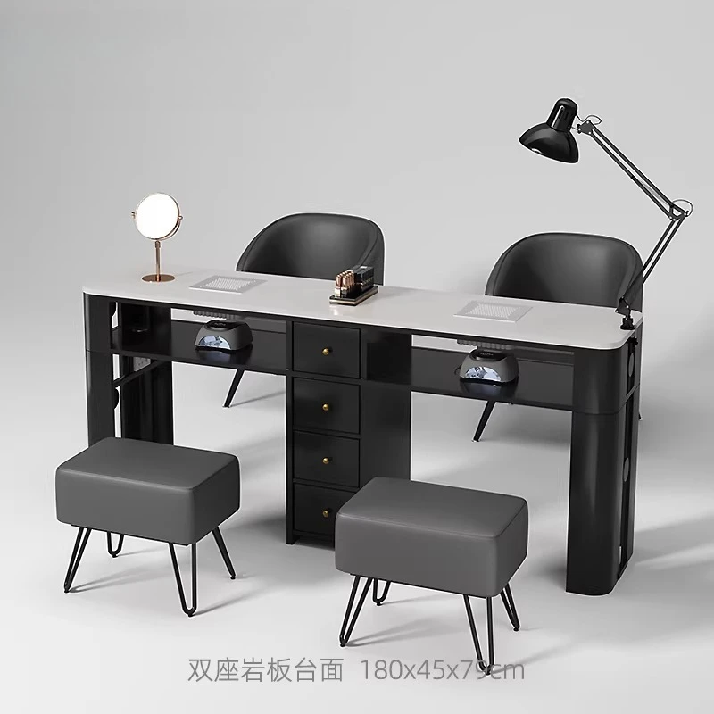 Nail Table 45 Wide Marble Nail Table and Chair Set with Vacuum Cleaner Nail Shop Special Table