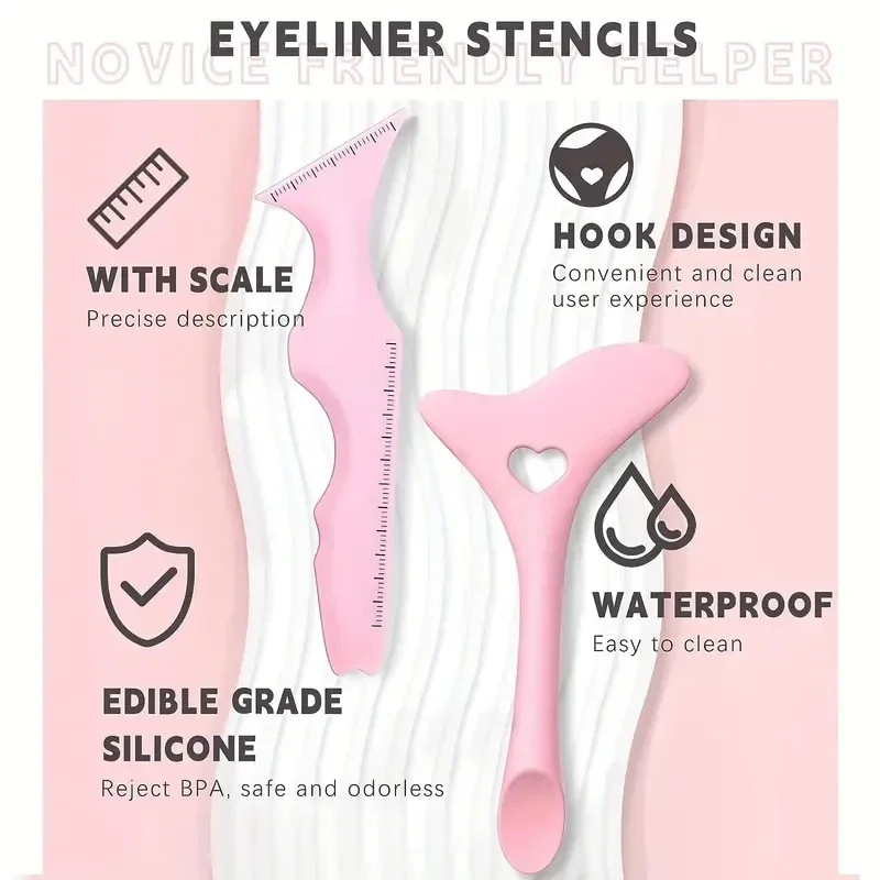 CNKESS 2-teiliges Set, multifunktionales Augen-Make-up-Werkzeug, Silikon, Schönheitslineal, Lidschatten, Highlight, Lippenstift, Eyeliner, Hilfswerkzeug-Set