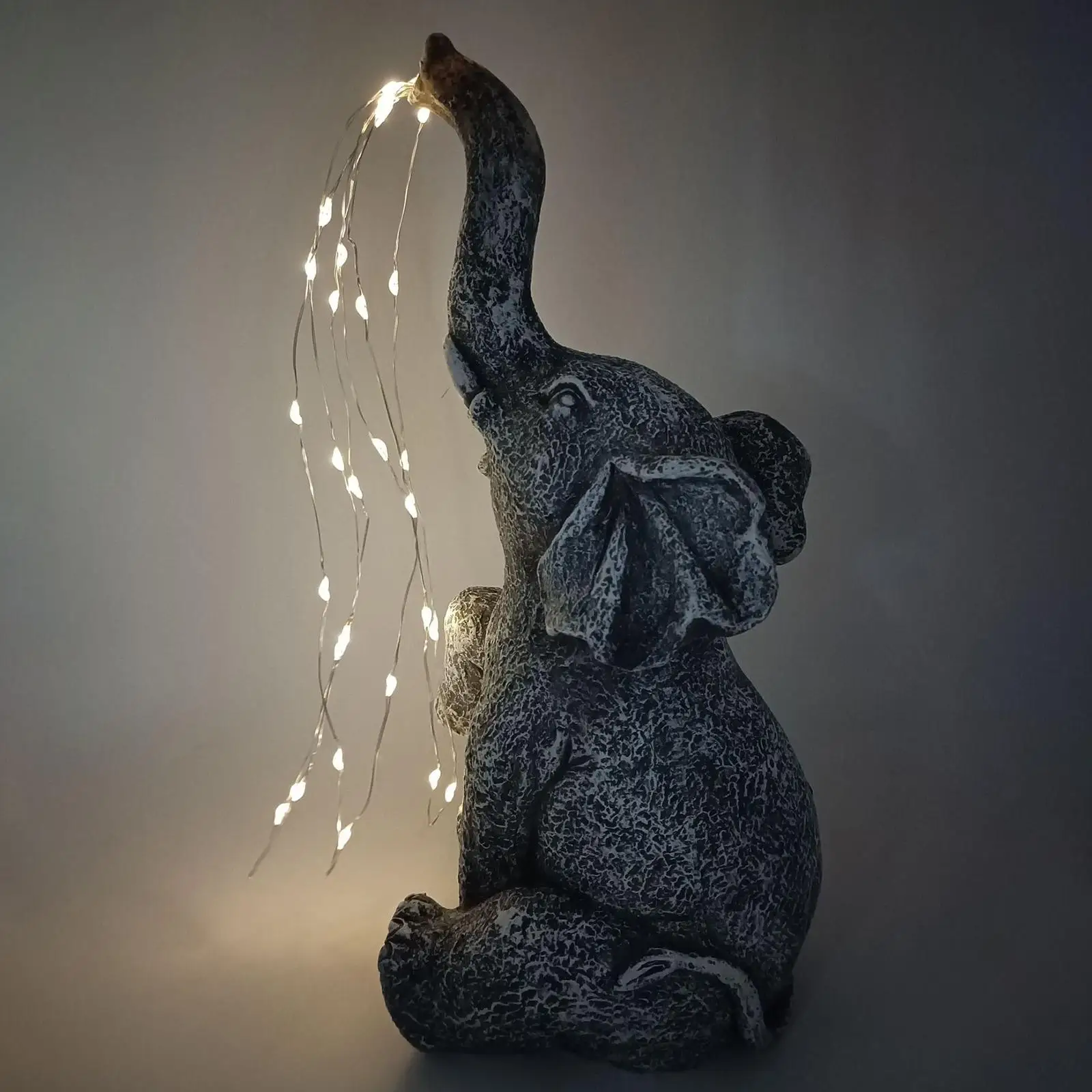 

Elephant Statue with Solar Light Elephant Figurine for Patio Balcony