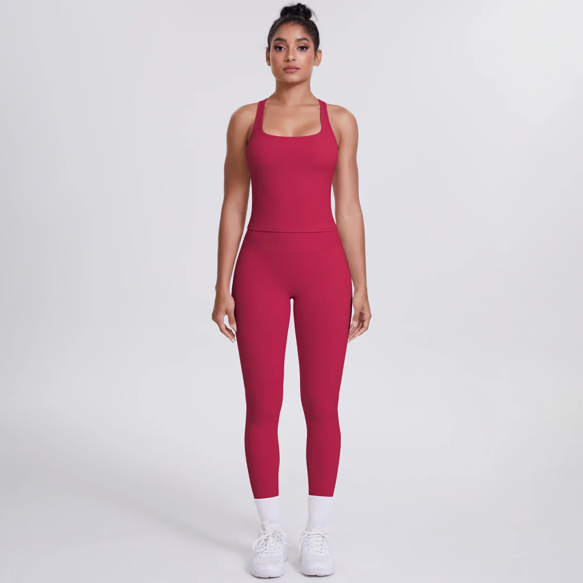 Yoga Top Set Fitness Gym Anzug Training Ärmellose Sport Gym Tops Crossover Zurück Sport Unterwäsche Bauch-steuer Abnehmen – Detail 14