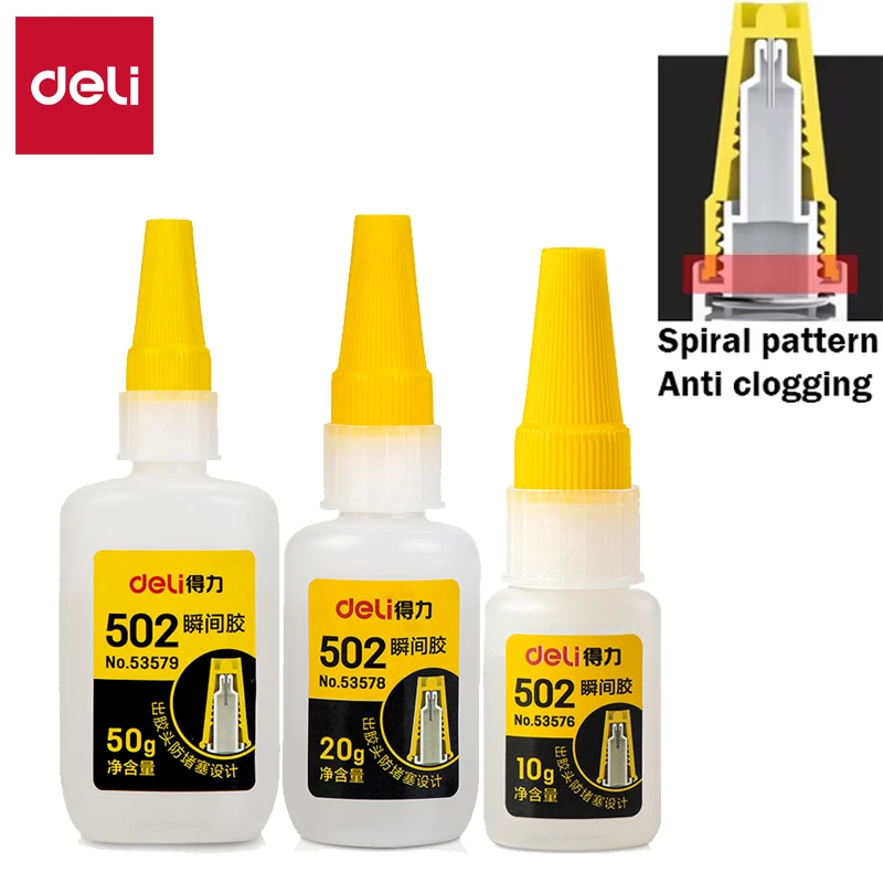 

Anti-clogging 502 Super Glue Instant Quick-drying Cyanoacrylate Adhesive Leather Rubber Wood Metal Strong Bond Liquid Glue Tool