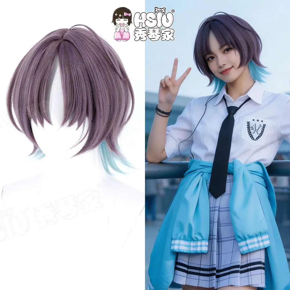 

Asakura Tooru Cosplay Wig HSIU Brown purple gradient gray blue short hair Heat Resistant Wig+Wig cap STER SHINY COLORS Cosplay