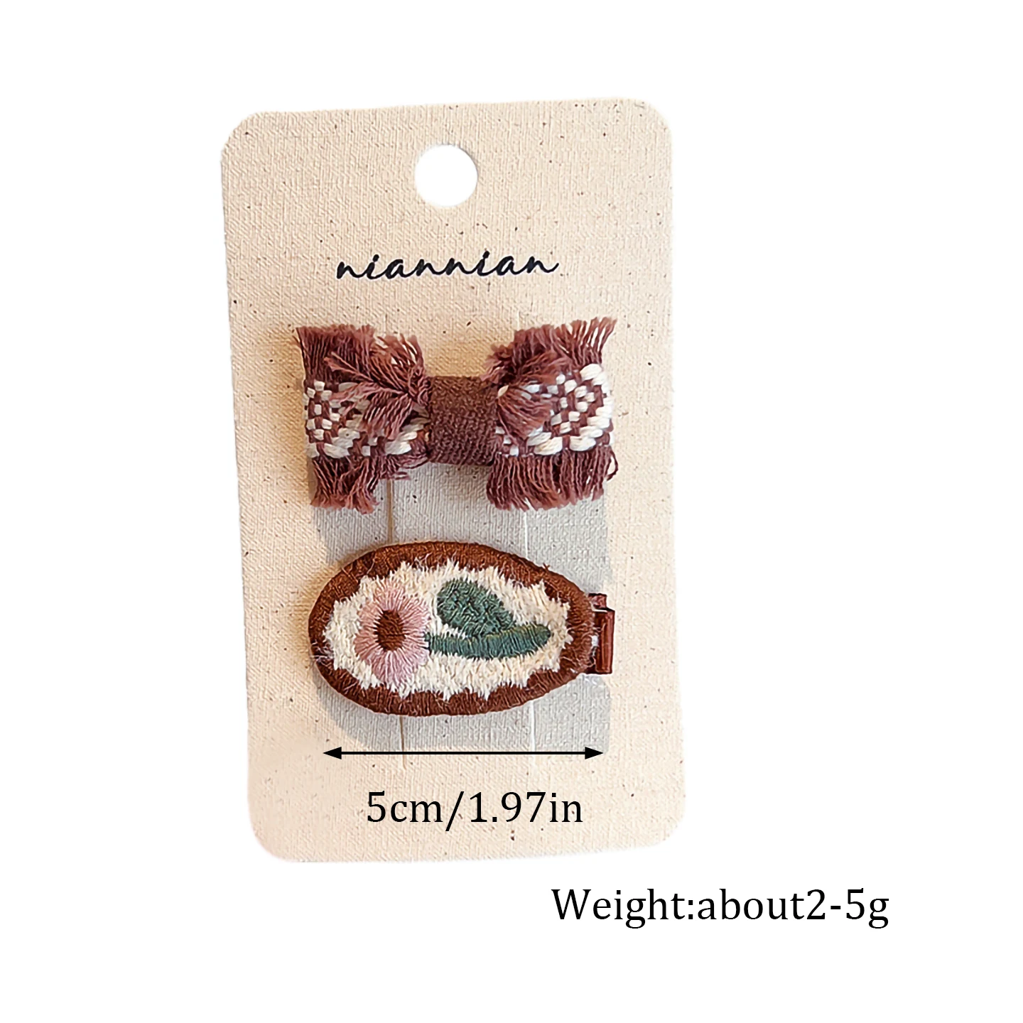 Stoff-Haarspangen-Set für Kleinkind-Mädchen, Retro-Braun, Gingham, Blumenmuster, gestrickte Blumen-Haarspangen, handgefertigte Kinder-Haarnadeln für Kinderfrisuren, 2026 – Detail 2