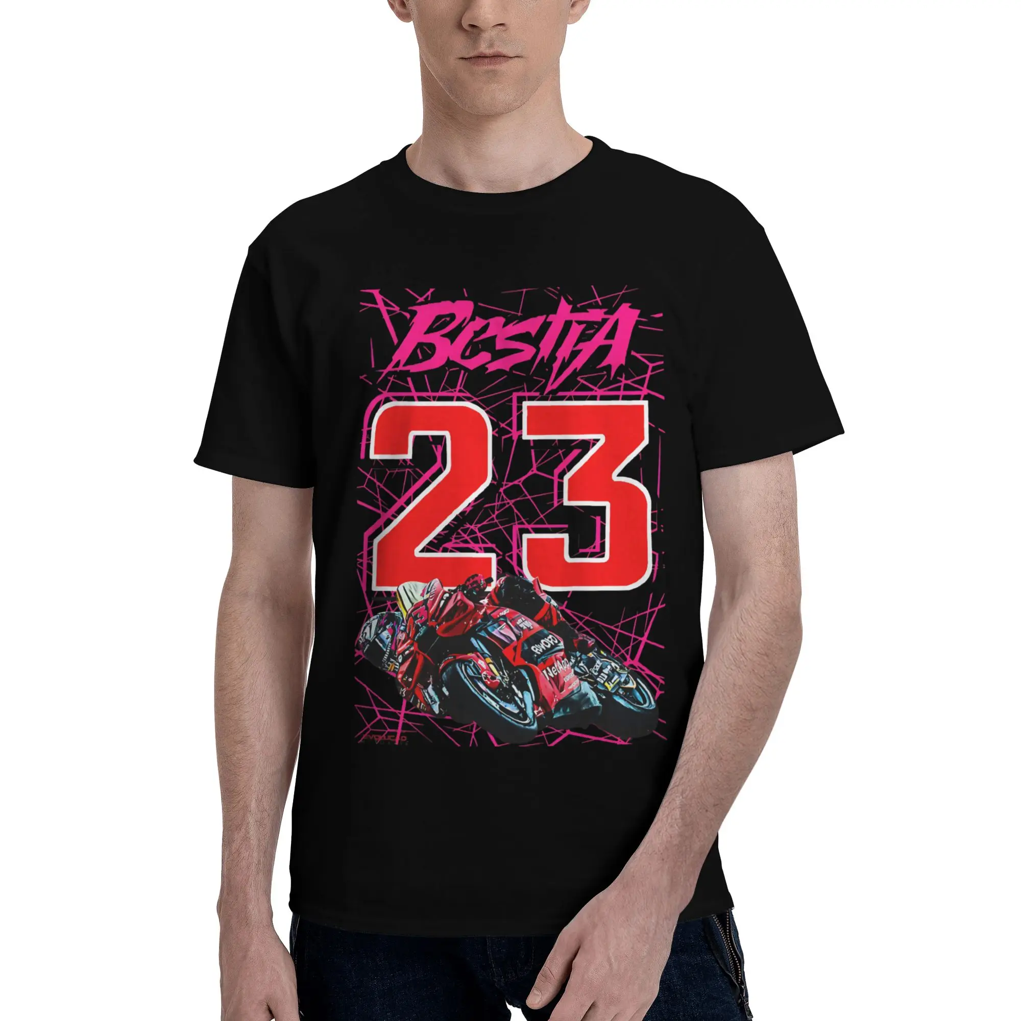 Enea Bastianini Moto GP Bestia # 23 Camisetas gráficas de corrida engraçadas 100% algodão Motoo GP para homens