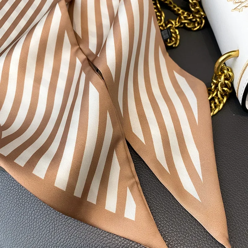 Frühlings-/Sommer-Mode-Twill-Band, dekorativer Schal, 8,5 x 96 cm, langes Stirnband, Damen-Halstuch für den Beruf – Detail 6
