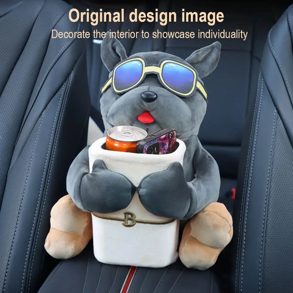 Car Mounted Cartoon Tissue Box 2-in-1 Creative Men Box Bin Driver's Garbage Storage Bag Armrest Car Multi-functional Access Y4G4