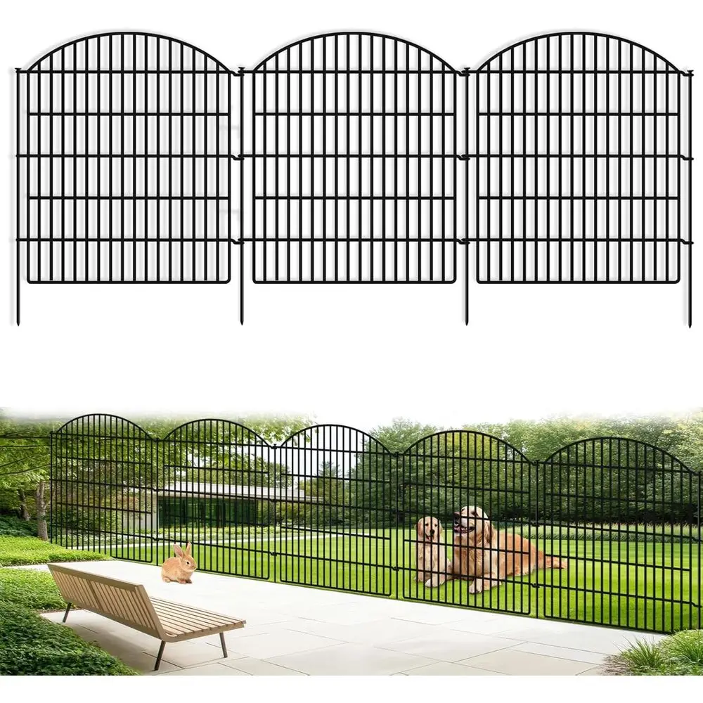 

33 H x 24 L No-Dig Decorative Metal Wire Panel for Outdoor Garden, Dog, Rabbit Enclosures, and Patio with Temporary Ground Stake