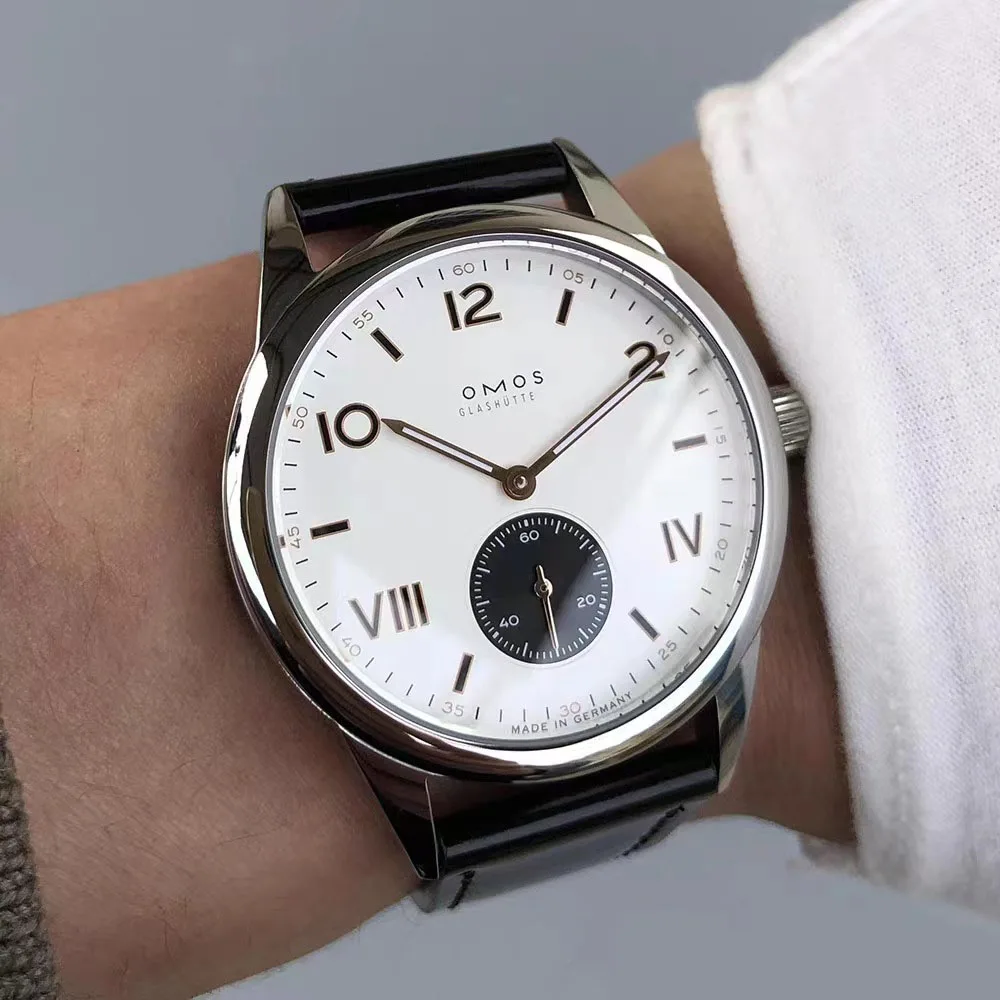 ساعة ميكانيكية أوتوماتيكية باوهاوس بسيطة وعصرية، ساعة رجالية متعددة الاستخدامات مقاومة للماء من جلد الياقوت من سلسلة Club