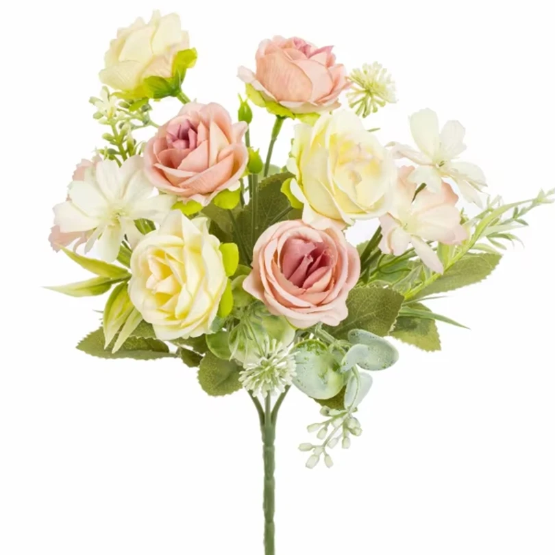 

Artificial Flowers Silk Roses Wedding Wreath Home Room Table Festival Decor Bridal Bouquets Outdoor Yard Party Garden DIY Gifts