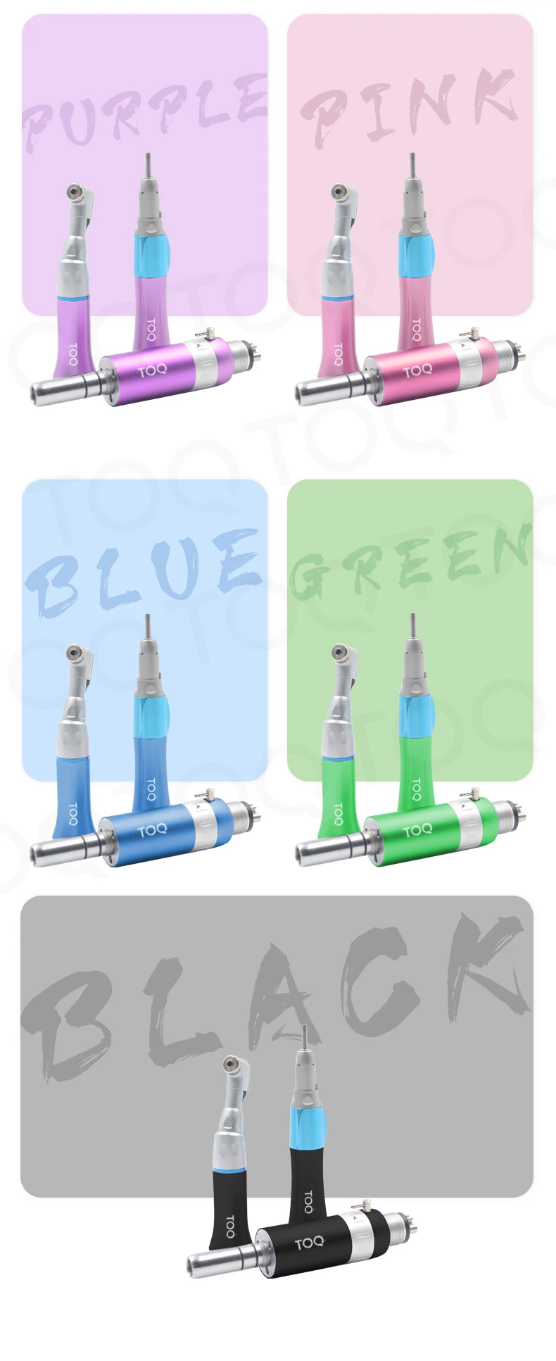TOQ 3Pcs/Set Dental External Low Speed Handpiece Kit 2/4Holes Pneumatic Air Turbine Motor 6 Optional Colors Autoclavable Tool