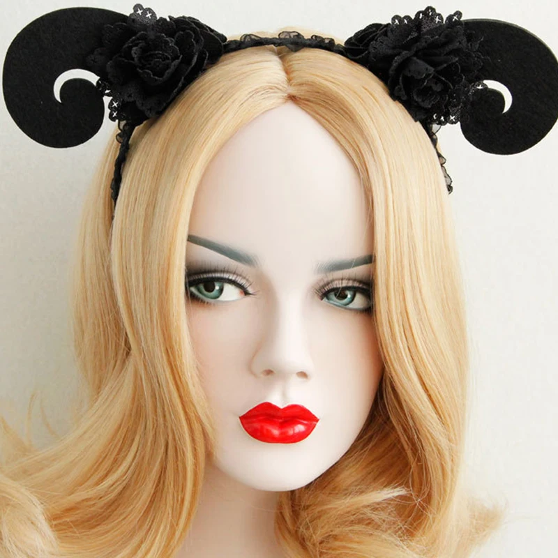 

Gothic Sheep horn Headwear Cosplay Accessory Demon Evil Headband Gothic Lolita Hairban