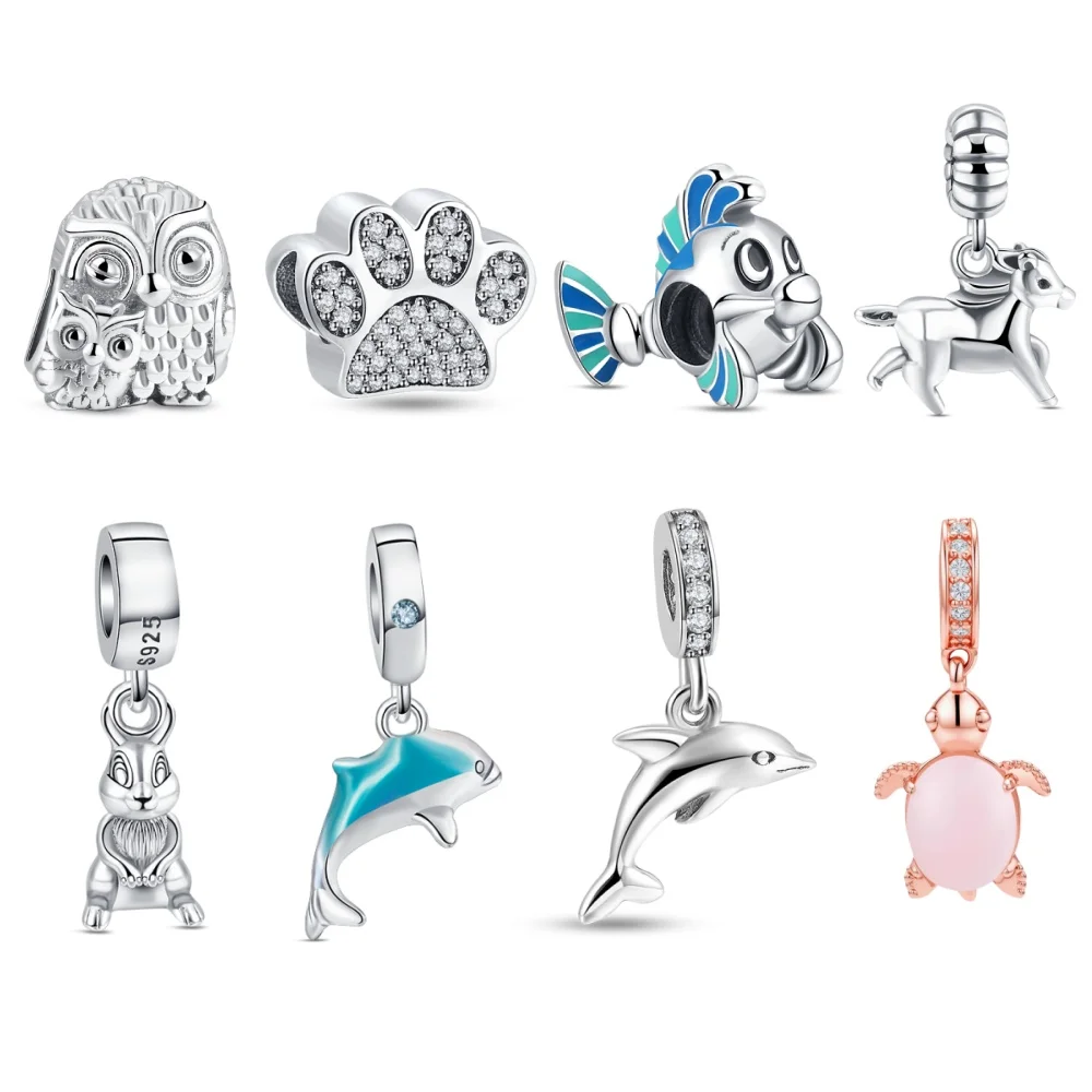 Hot Sale 925 Sterling Silver Original Animal Rabbit Pendant DIY Charms Bracelet Accessories Bead Women Surprise Jewelry Gift