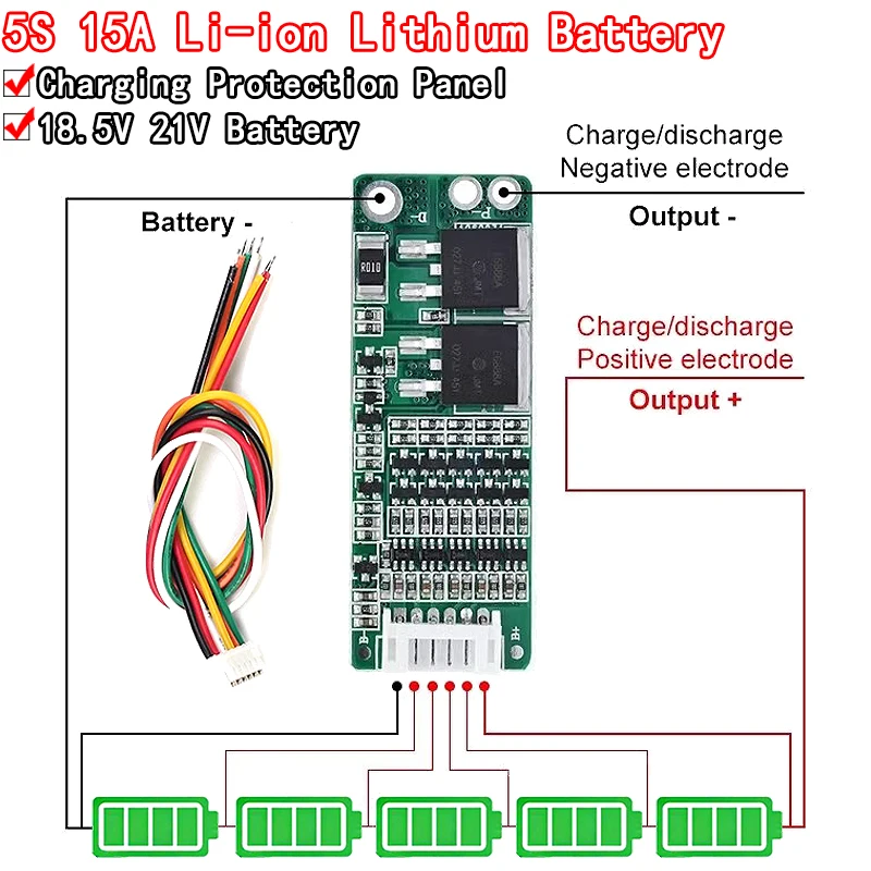 HIGH quality 1PCS 5S 15A Li-ion Lithium Battery BMS 18650 Charger Protection Board 18V 21V Cell Protection Circuit