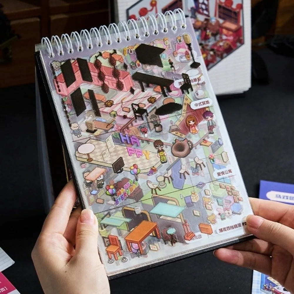 Horror Theme Cabin Scene Stickers PET 20 Scene 51 Sheets Visual Stacking Sticker DIY Crafts Cartoon Town Pocket Game Book