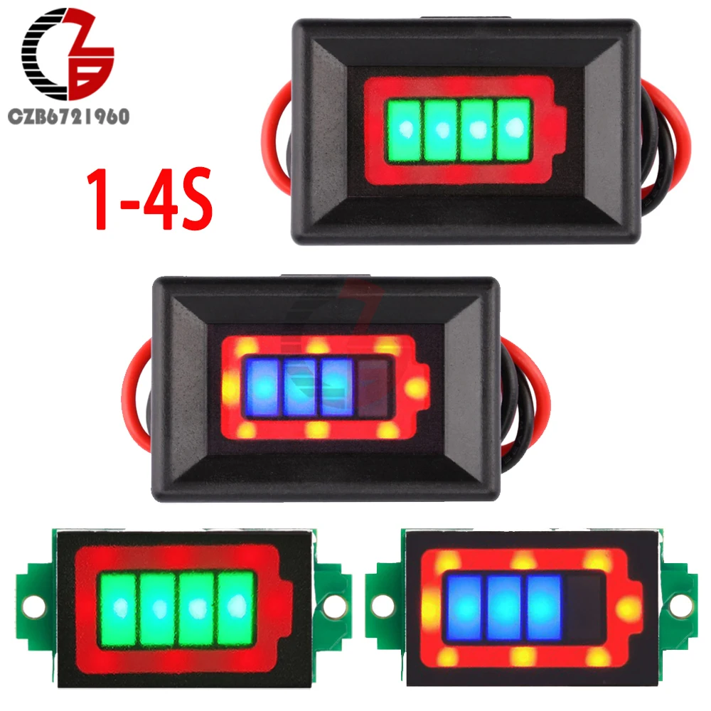 

1S-4S 4.2V 8.4V 12.6V 18650 Lithium Battery Indicator Board Lead-acid 12V Automotive Battery Type Display Percentage Car Meter