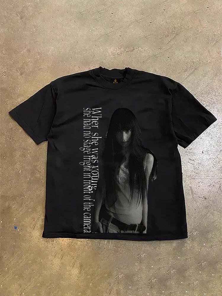 Loose Fit Cotton T-Shirt Unisex Short Sleeve Double Thread UPUPXIA Hero Print Sweat Absorbent round Neck Casual Summer Top