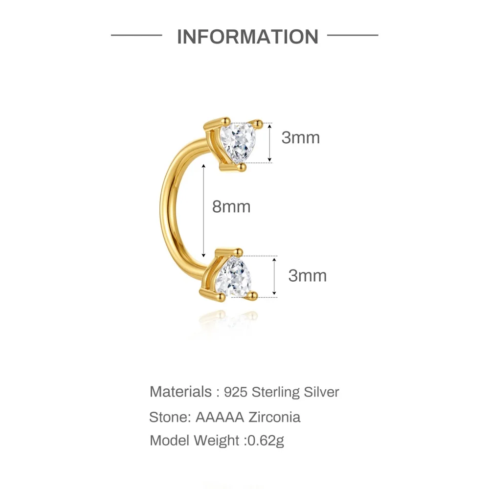 AIDE 925 Sterling Silber Pferdeaugen-Kronen U-förmige Ohrringe für Frauen Knorpelpiercing Ohrknochenring Nasenring Schmuck Geschenke – Detail 21