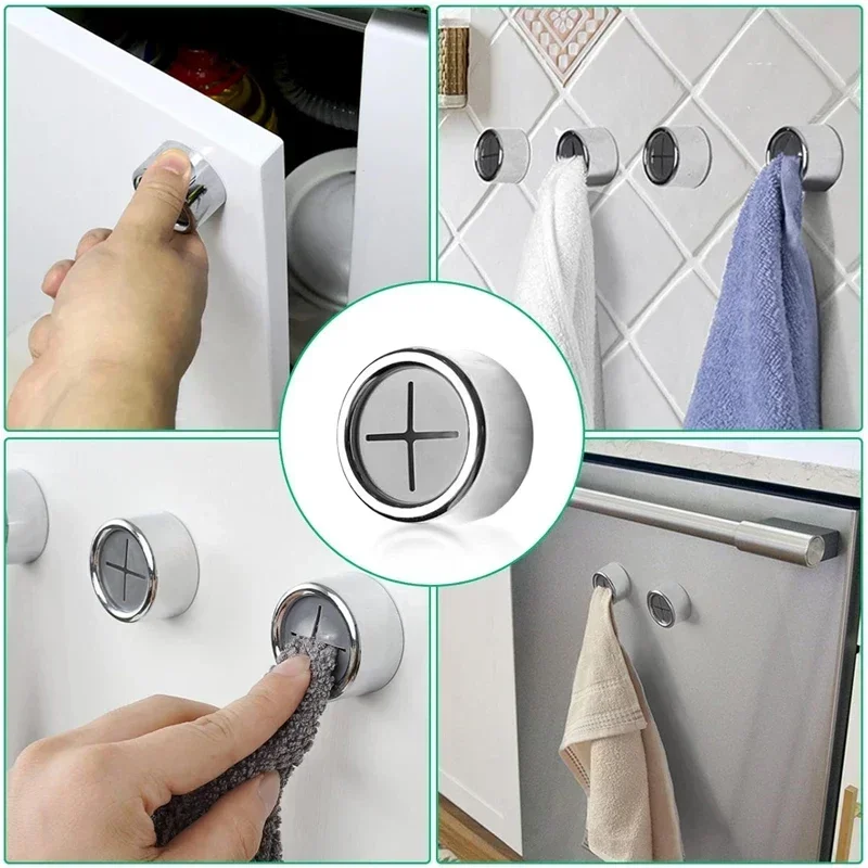 10/1Pcs Round Towel Plug Holders Wall Mounted Tea Towel Hanger Bathroom Adhesive Towel Hooks Kitchen Dishcloth Storage Clips