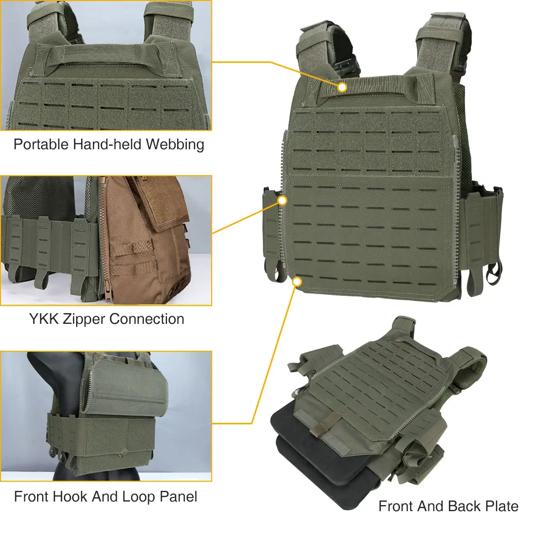 IDOGEAR LSR Tactical Vest Quick Release Buckle Laser Cut Plate 500D With 5.56 Triple Mag Pouch 3318&3592