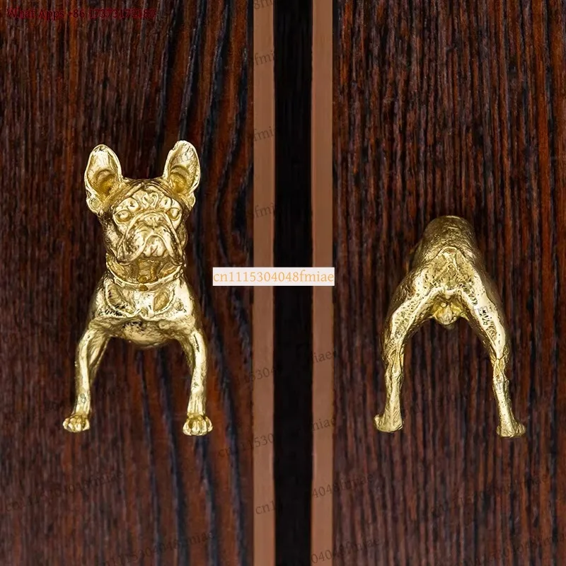 Nordic Modern Brass Drawer Handle Solid Dog Shape Knobs for Wardrobe Dresser Cupboard