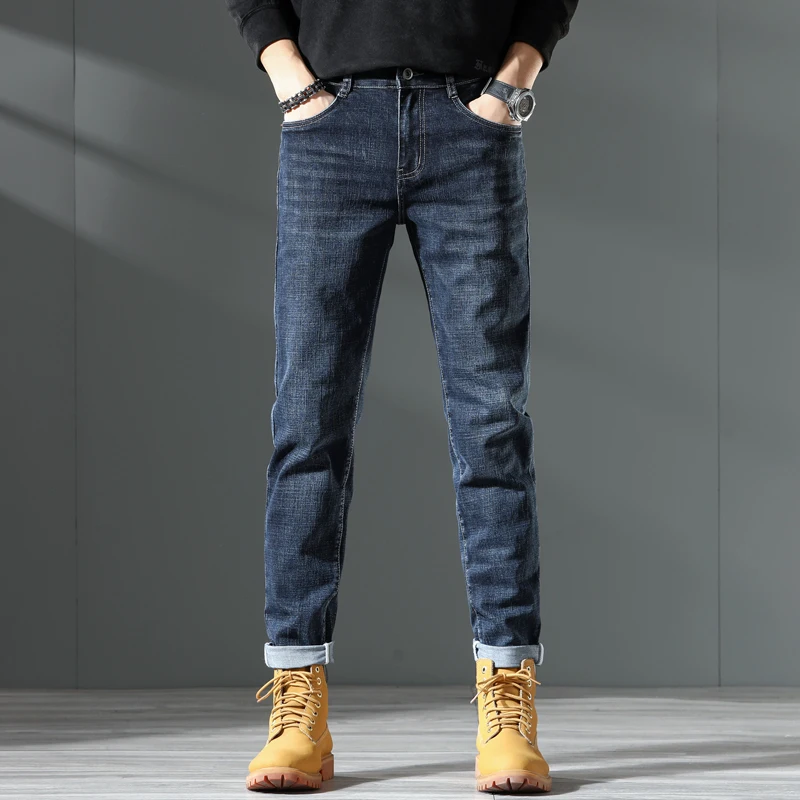 

Men's jeans slim straight leg pants elastic cargo Casual pants jeans for men demin skinny jeans men streetwear men