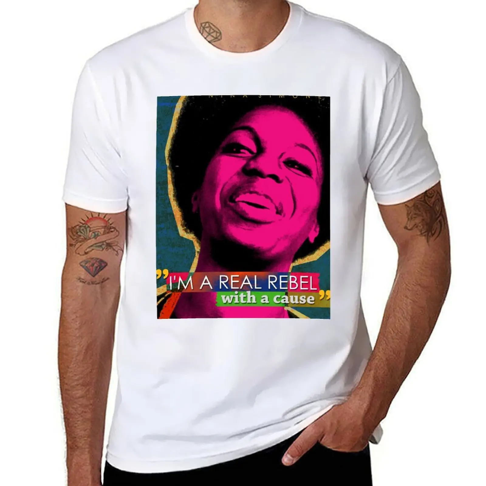 Camiseta con cita de Nina Simone, camisetas suaves de algodón para hombre, camiseta ajustada