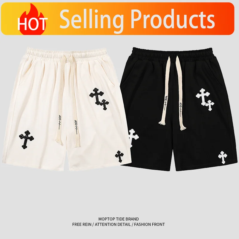European and American Hip-hop Japanese Sports Five-point Pants Men's Trendy Brand Street Loose Wide-leg Casual Drawstring Shorts