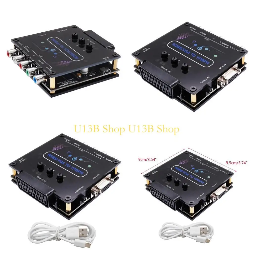 

U13B RGBS VGA SCART в YPBPR Компонентный преобразователь SCART VGA Композитный порт для MD/для игровых консолей в стиле