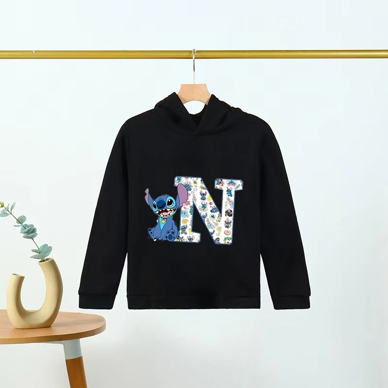 

kawaii Hoody Sweatshirts Women's Hoodies Cute Kawaii Disney Lilo & Stitch 26 English Letters Print Hoodie Streetwear