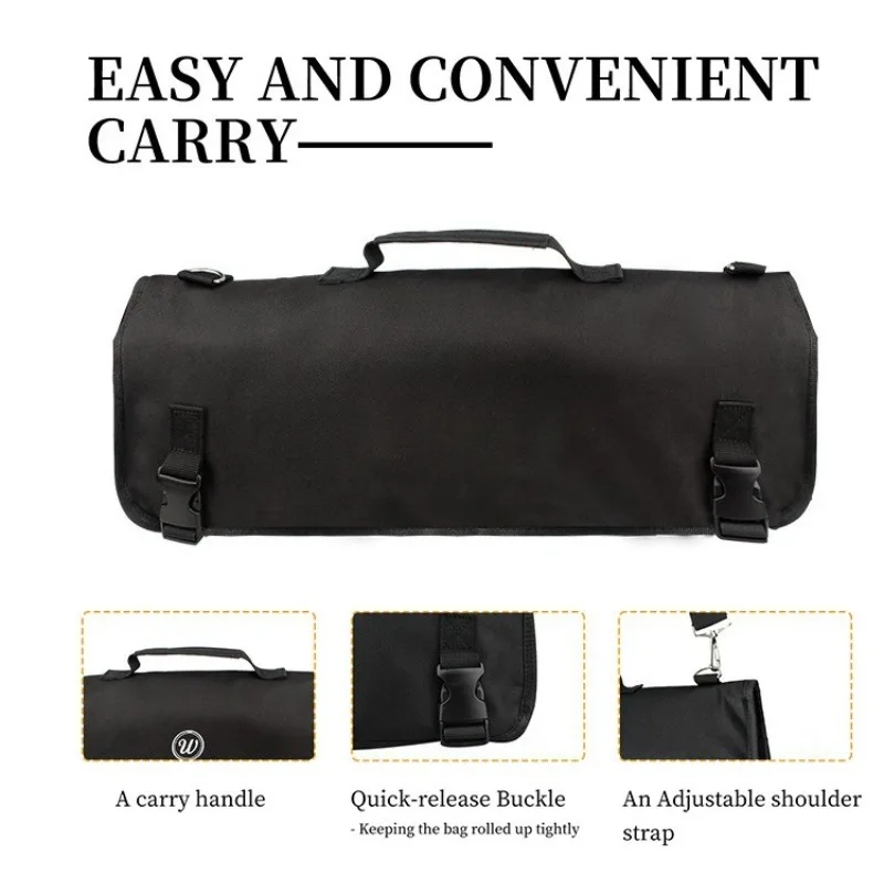 1pc Large Capacity Chef Knife Roll Bag, Waterproof Wear-resistant Cutlery Storage Pouch, Knife Bag Only, Knives Not Included