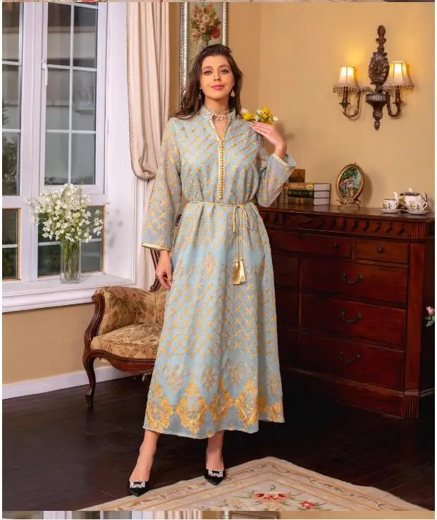 

Middle East Fashion Embroidered Dress Dubai Saudi Arabia Indonesia Women's Large Robe Dress