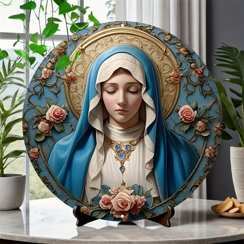 

Angel Mary" Round Aluminum Wall Art, Perfect for Home & Office Decor, Living Room, Bathroom, Garage, Bar, Cafe Angels Wall Decor