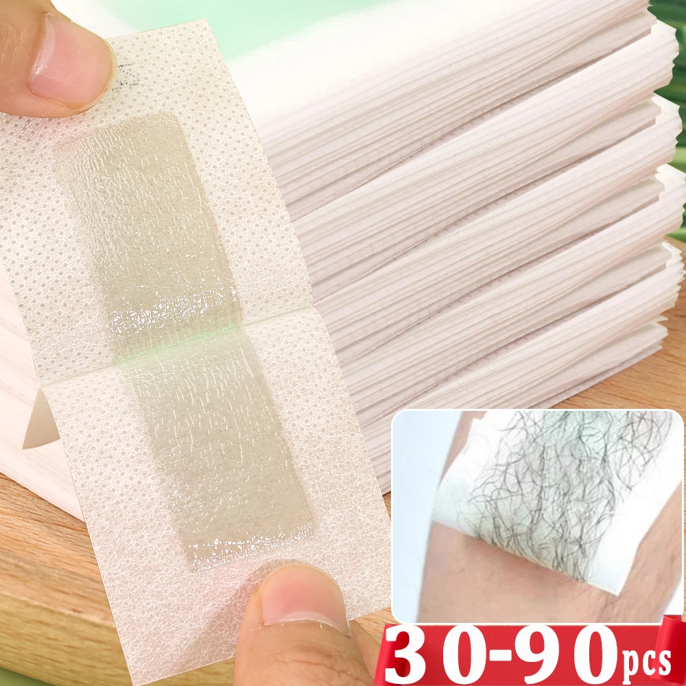 30-90pcs Facial Hair Removal Strips Set Quick Painless Wax Lip Hair Removal Paper Double Sided Cold Wax Paper for Leg Body Face