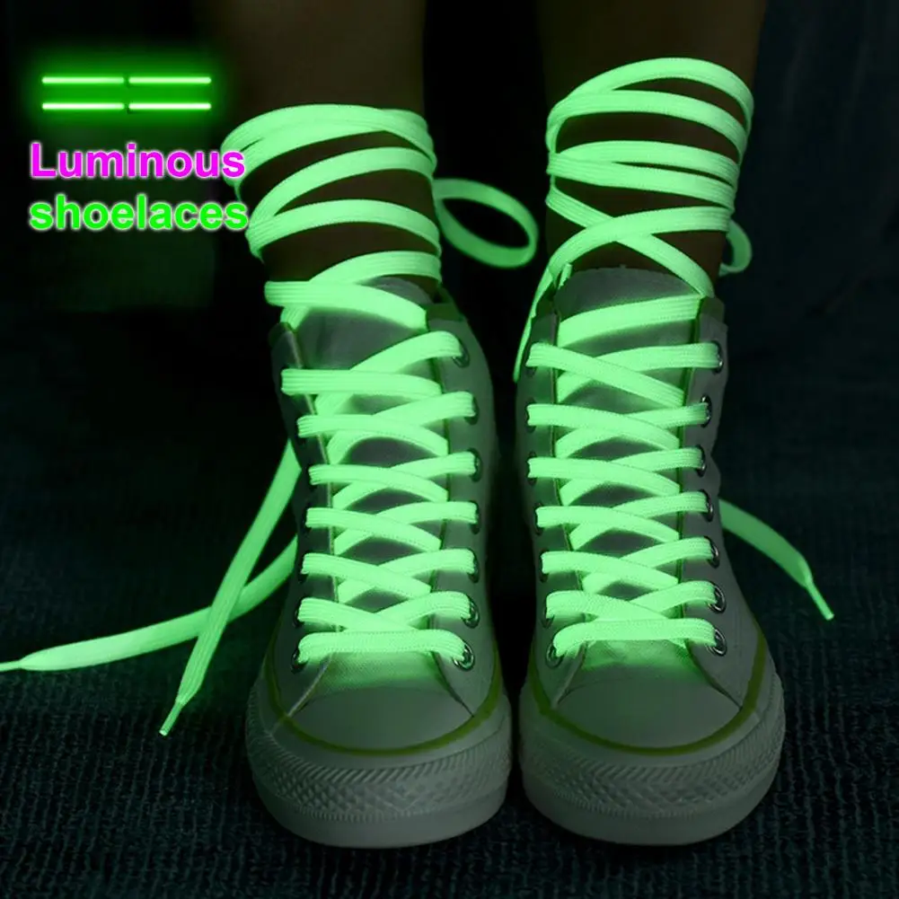 

1 пара модных светящихся шнурков для обуви, светящиеся в темноте, флуоресцентные плоские шнурки, заменители шнурков 97
