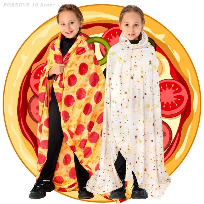 

Funny Food Cloak Halloween Cosplay Costume Boy Girls Dress Up Double Sided Blanket Pizza Blanket Child Tortilla Blanket Clothing