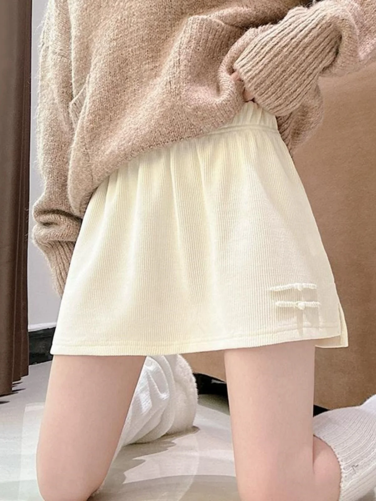 plus Size Autumn Winter High Waist A-Line  Skirt Women's Casual Loose Tummy Covering Inner Wear Skirt for plus Size