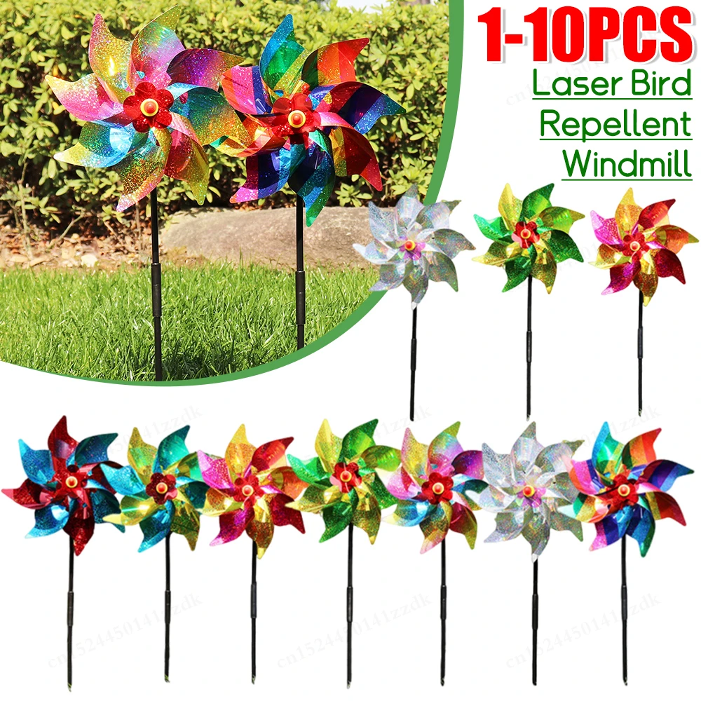 الطيور مبيد الحشرات Pinwheels عاكس سباركلي الفزاعة دولاب الهواء طاحونة سبينر لحديقة الحديقة ساحة ديكور إبقاء الطيور بعيدا الطفل #1