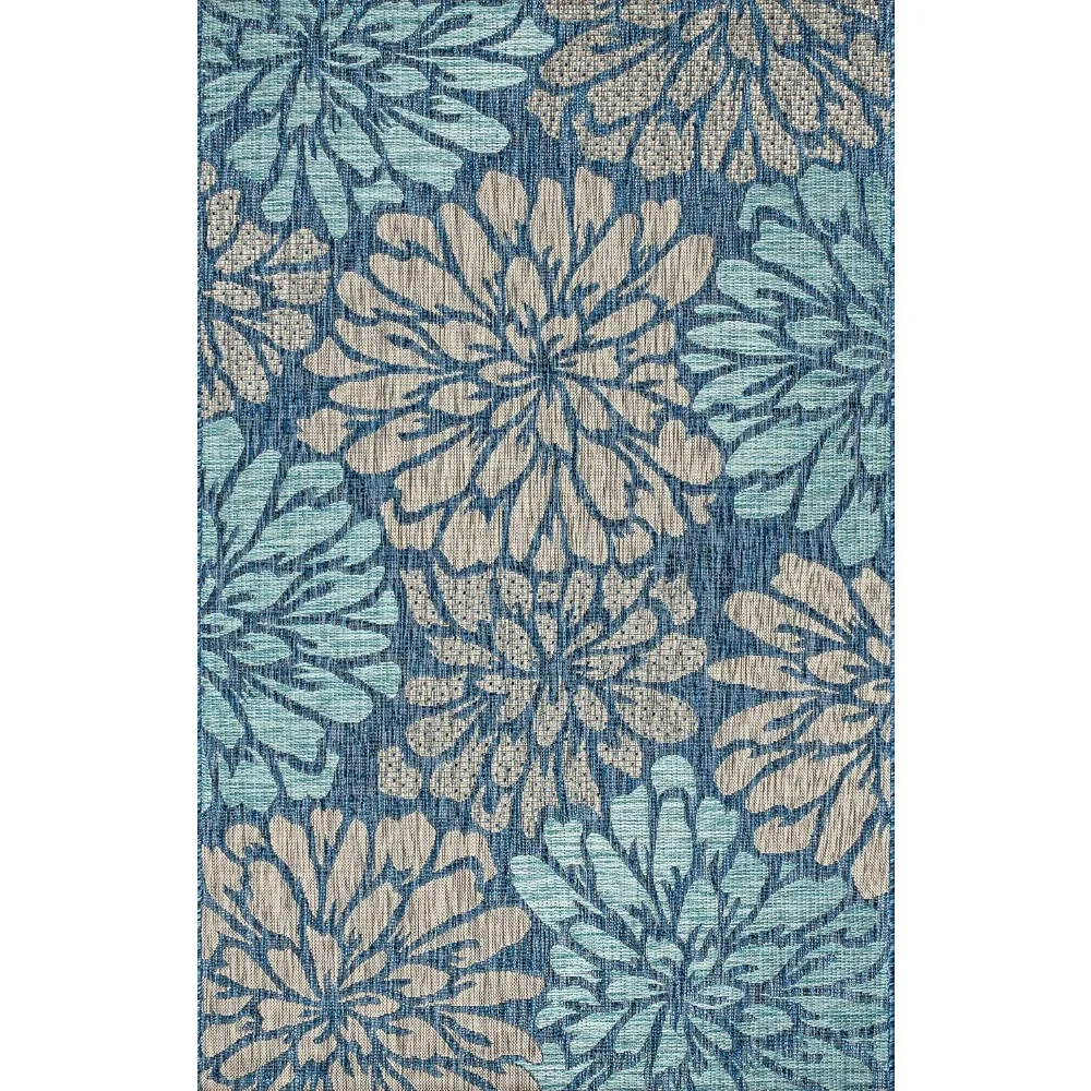 SMB110C-8 Zinnia Modern Floral Textured Weave Indoor Outdoor Area-Rug Bohemian Coastal Easy-Cleaning