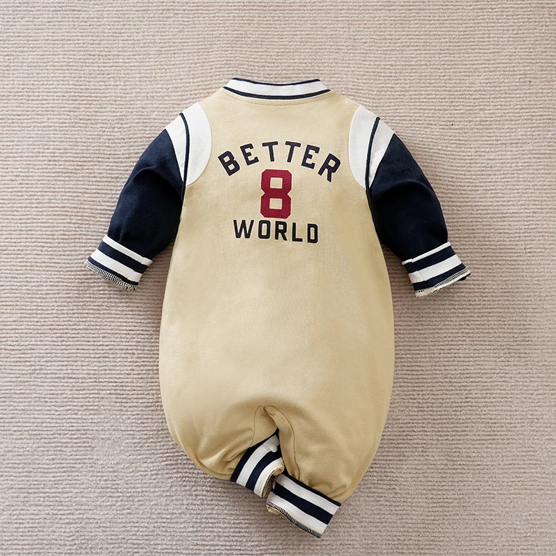 Spring And Autumn Boys And Girls Handsome Baseball Jersey Cotton Comfortable Long Sleeve Casual Baby Bodysuit