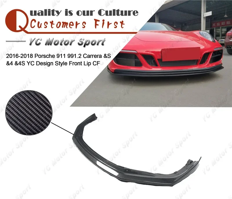 Carbonfaser YC Design Style Frontlippe passend für 2016-2018 911 991.2 Carrera & S & 4 & 4S Frontstoßstange unterer Splitterlippe