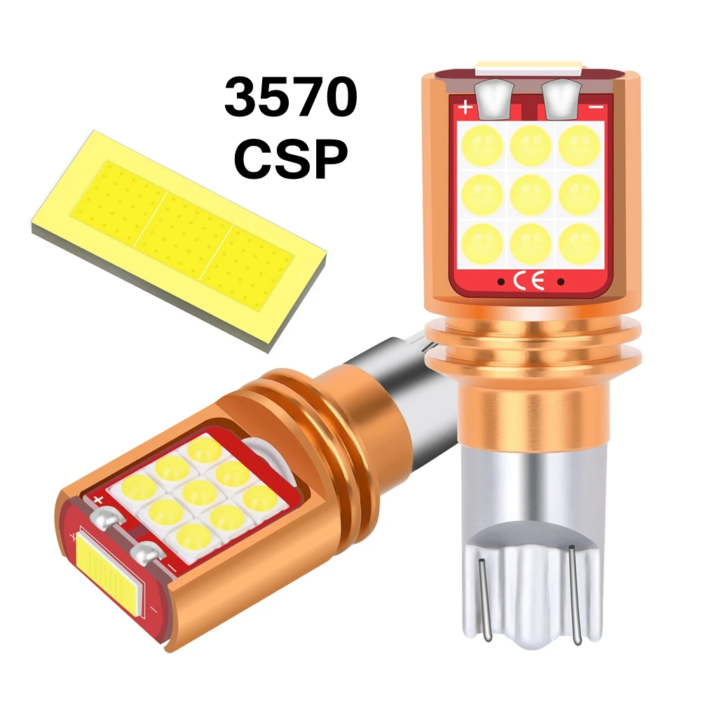 

2PCS T15 W16W WY16W Super Bright 3570 CSP LED Car Brake Bulbs Turn Signals Auto Reverse Lamp Parking Light Red White Yellow 12V