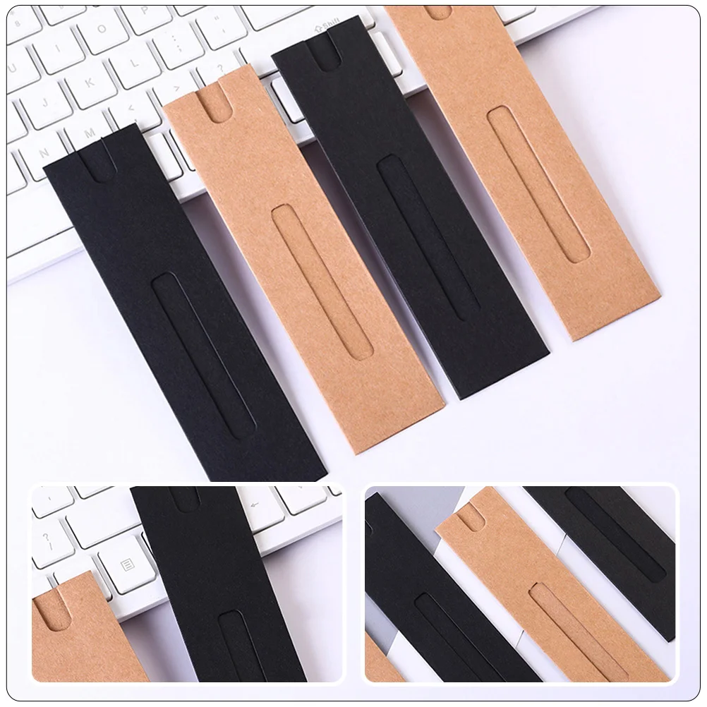 

40pcs Pen Case Kraft Paper Holder Desk Stationery Pencil Bag Black Brown Foldable Writing Tool Student Gift Practical Packaging