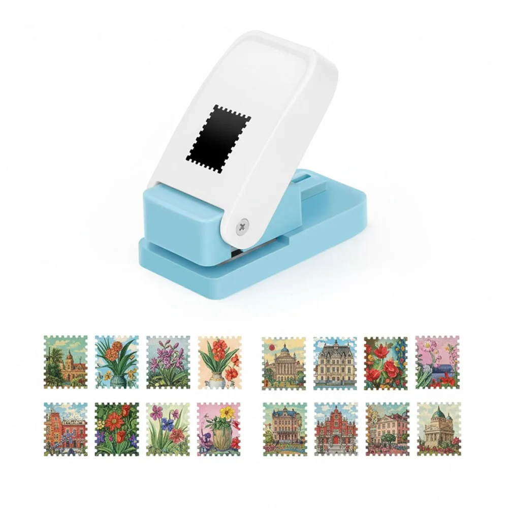 2.5x2.1cm/1x0.8inch Rectangular Postage Stamp Punch Lever Action Craft Punch for Paper Crafting Scrapbooking Maker Punching Tool