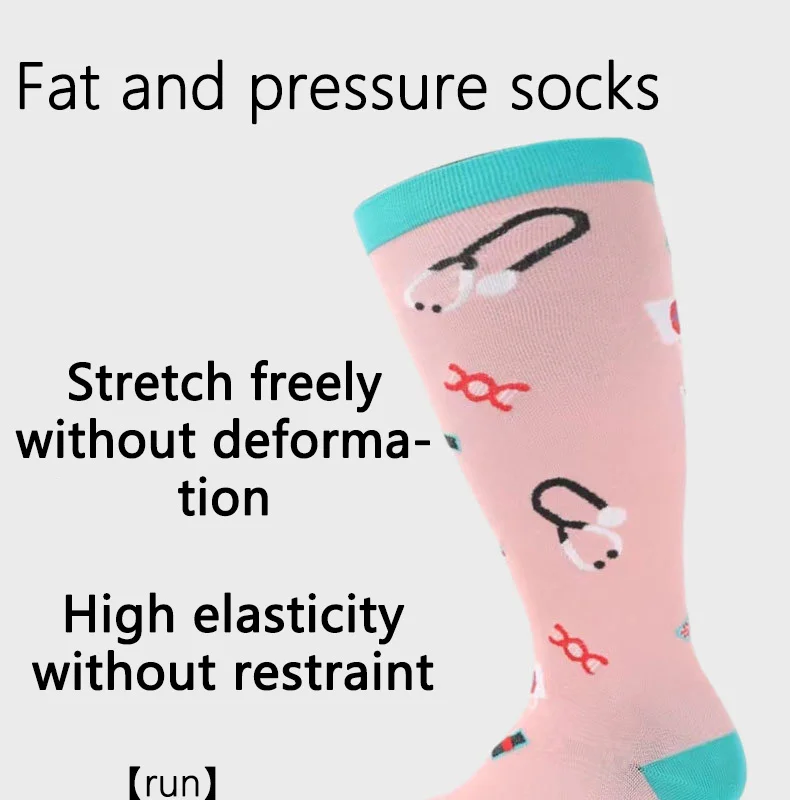 4XL Fat Compression Socks Women Varicose Vein Socks Medical Nurse Socks Edema Pregnant Men Cycling Running Outdoor Sports Needle